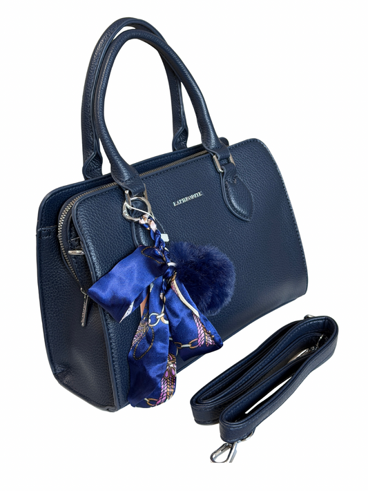 Damenhandtasche aus veganem Leder mit Bag Charm, abnehmbarem Schulterriemen & Umhängefunktion