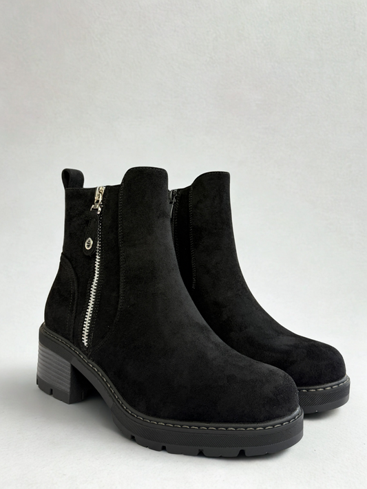 Damen Stiefeletten mit Blockabsatz – Minimalistischer Look & Alltagstauglicher Komfort